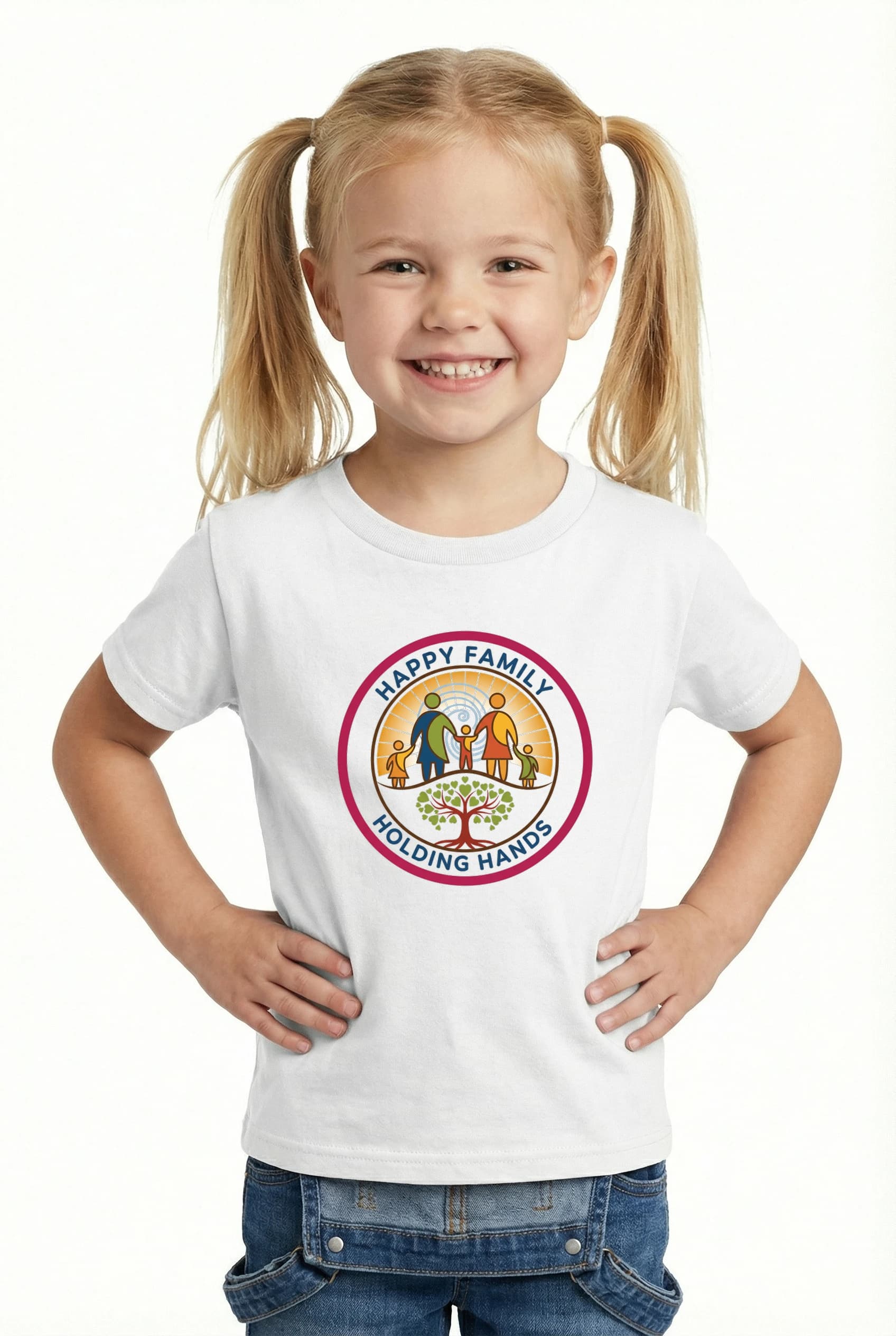 Dětské tričko Šťastná Rodina Držící Se Za Ruce U Stromu Lásky A Jednoty