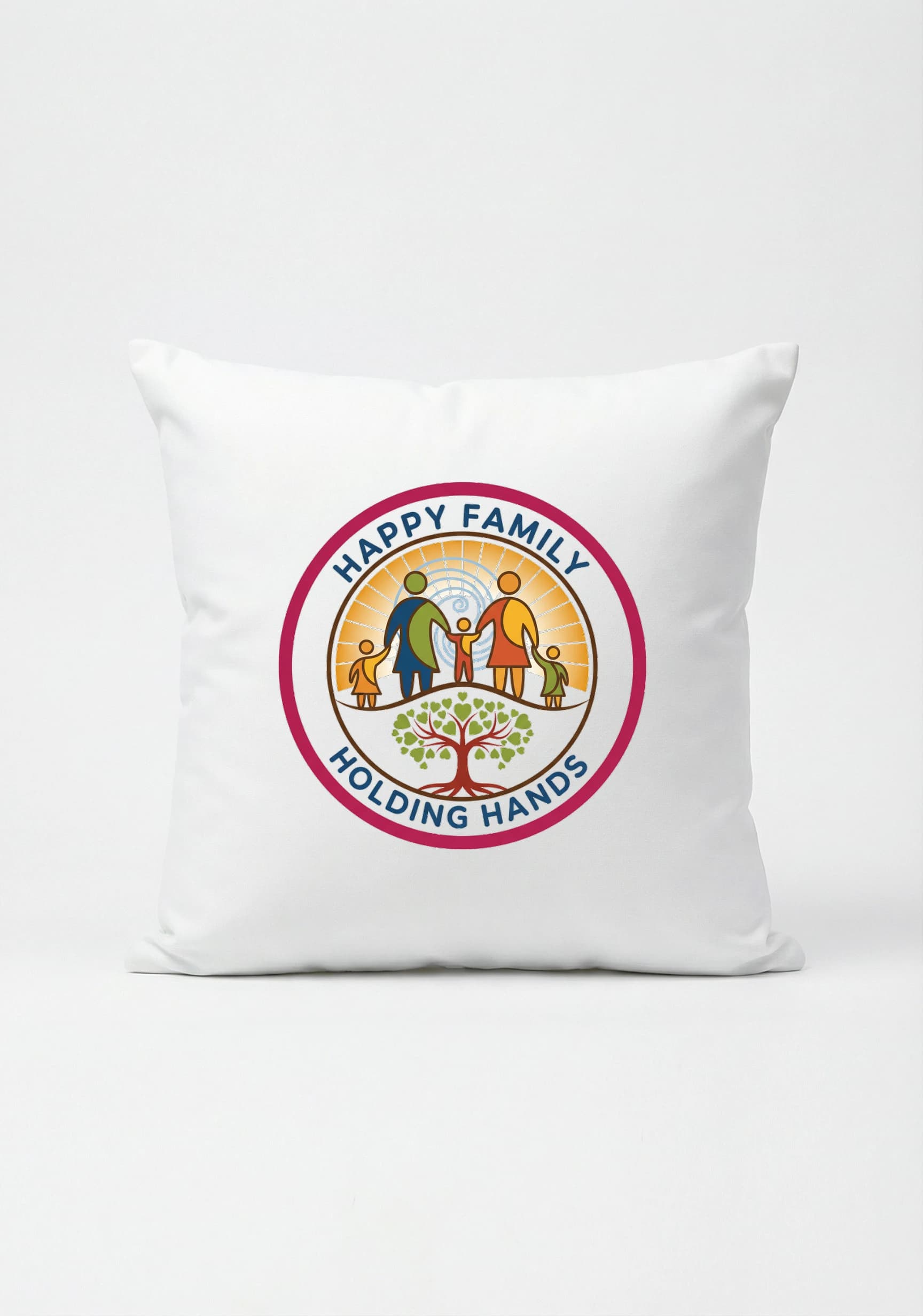 Polštář Šťastná Rodina Držící Se Za Ruce U Stromu Lásky A Jednoty