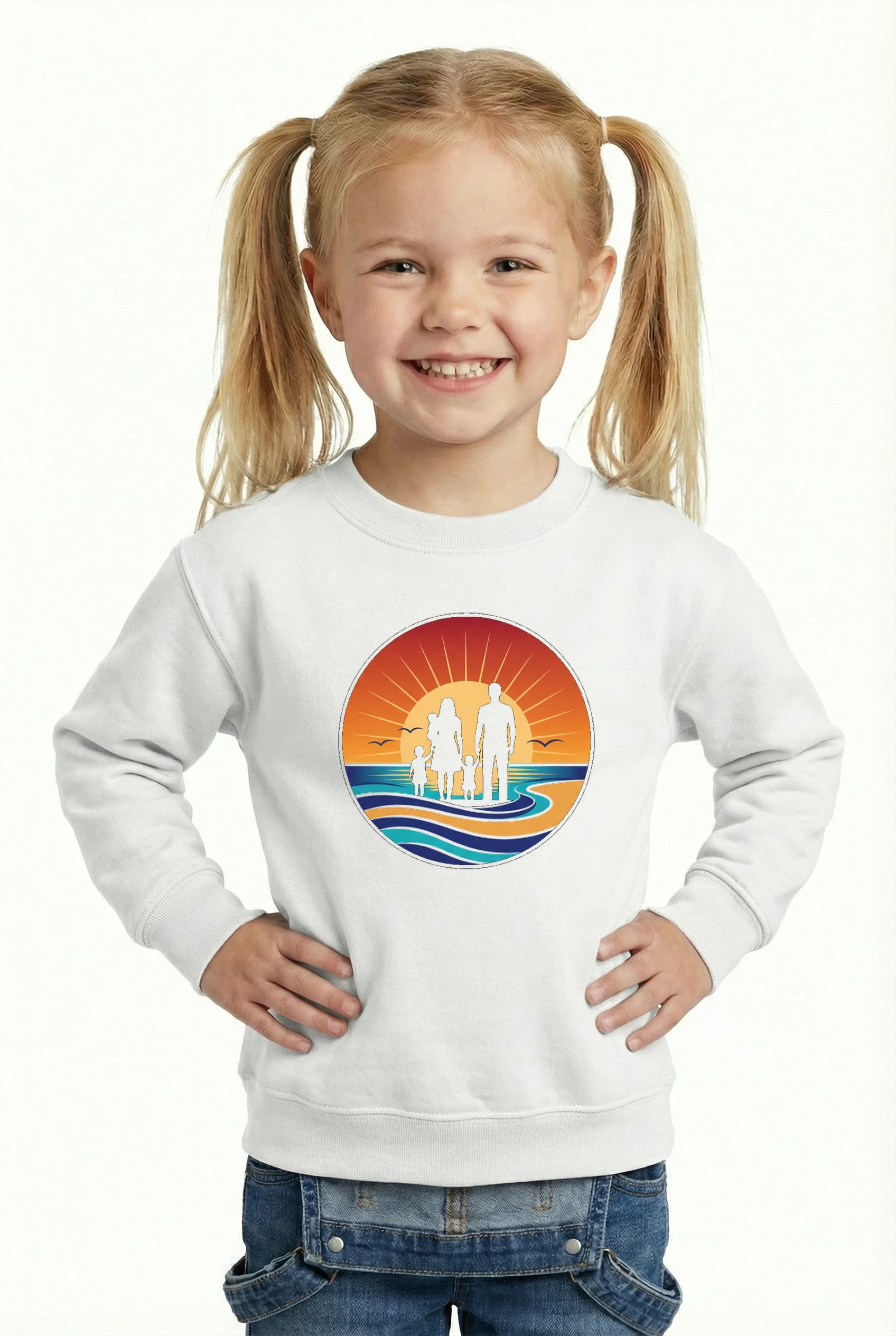 Dětská mikina Rodinné Chvíle U Moře Při Zlatém Západu Slunce