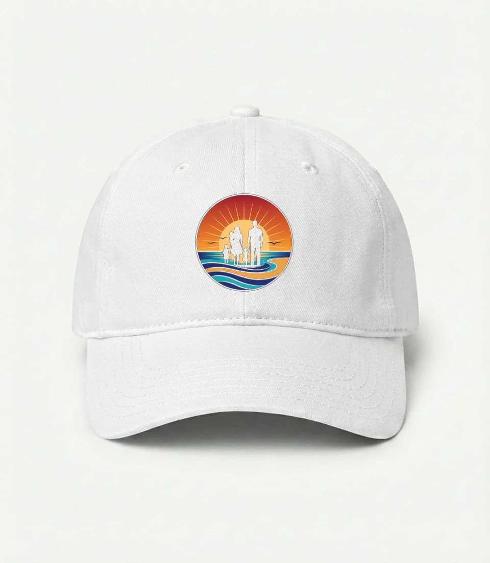 Kšiltovka Rodinné Chvíle U Moře Při Zlatém Západu Slunce