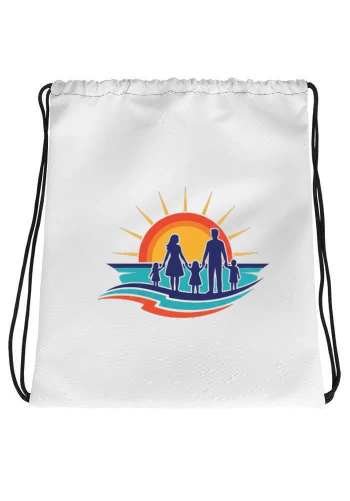 Stahovací vak Rodinná Silueta U Západu Slunce Na Pláži Společné Vzpomínky