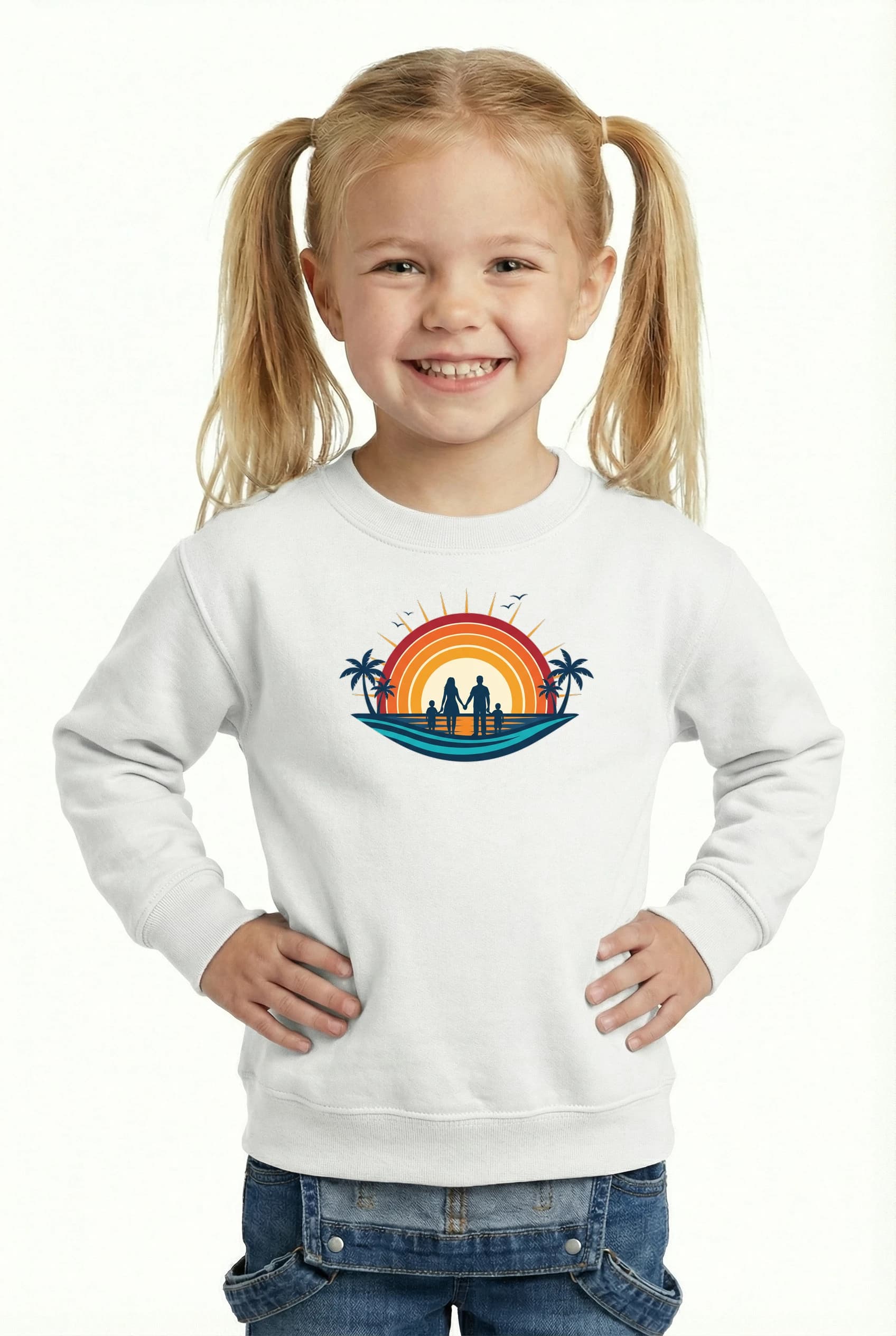 Dětská mikina Rodinné Chvíle U Západu Slunce Na Pláži Společné Vzpomínky