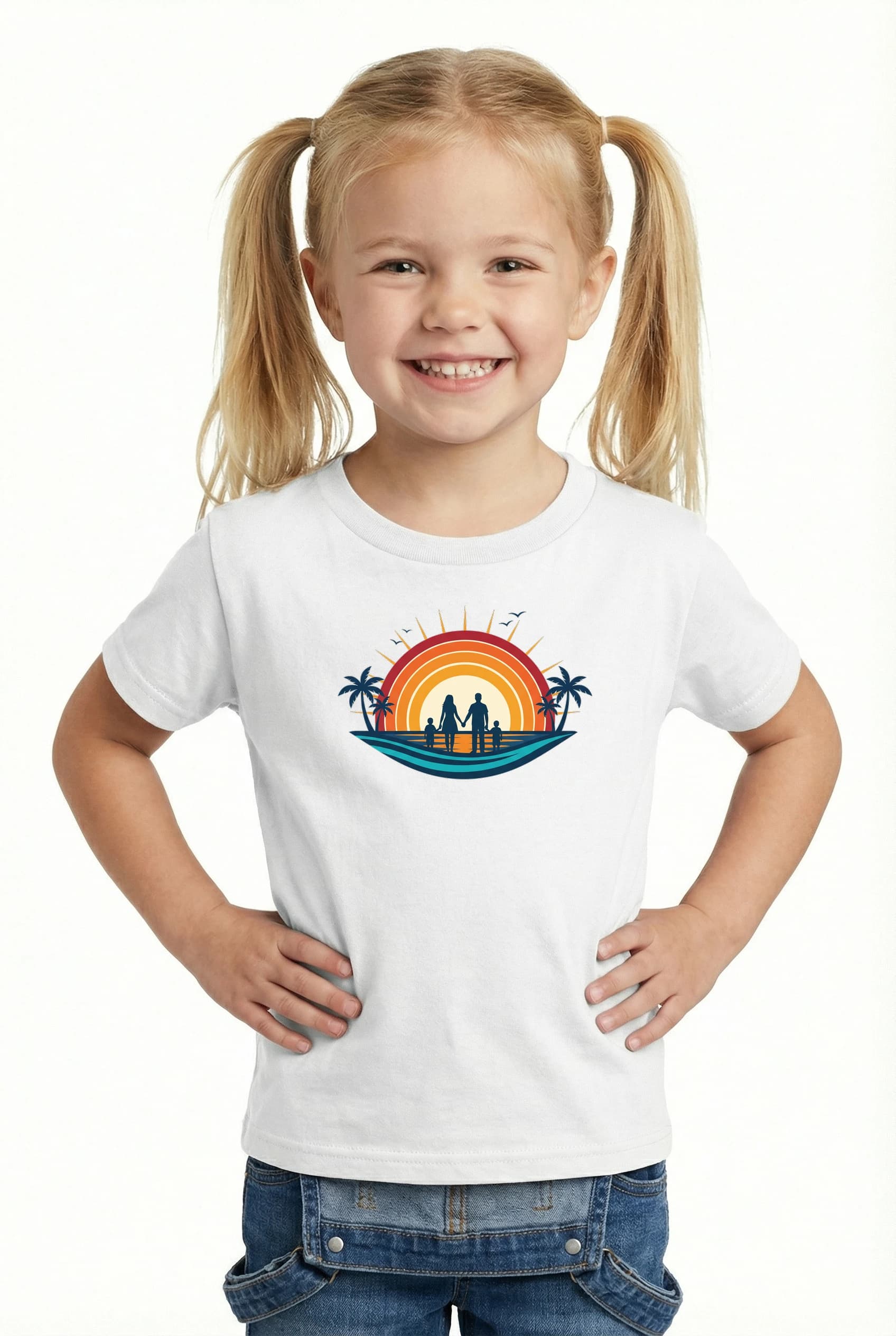 Dětské tričko Rodinné Chvíle U Západu Slunce Na Pláži Společné Vzpomínky