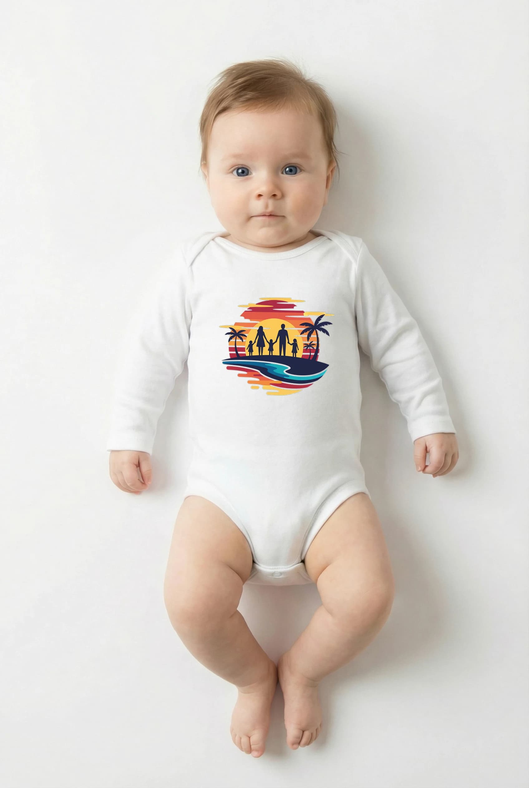 Body Rodinný Západ Slunce U Moře S Palmami A Vlnami