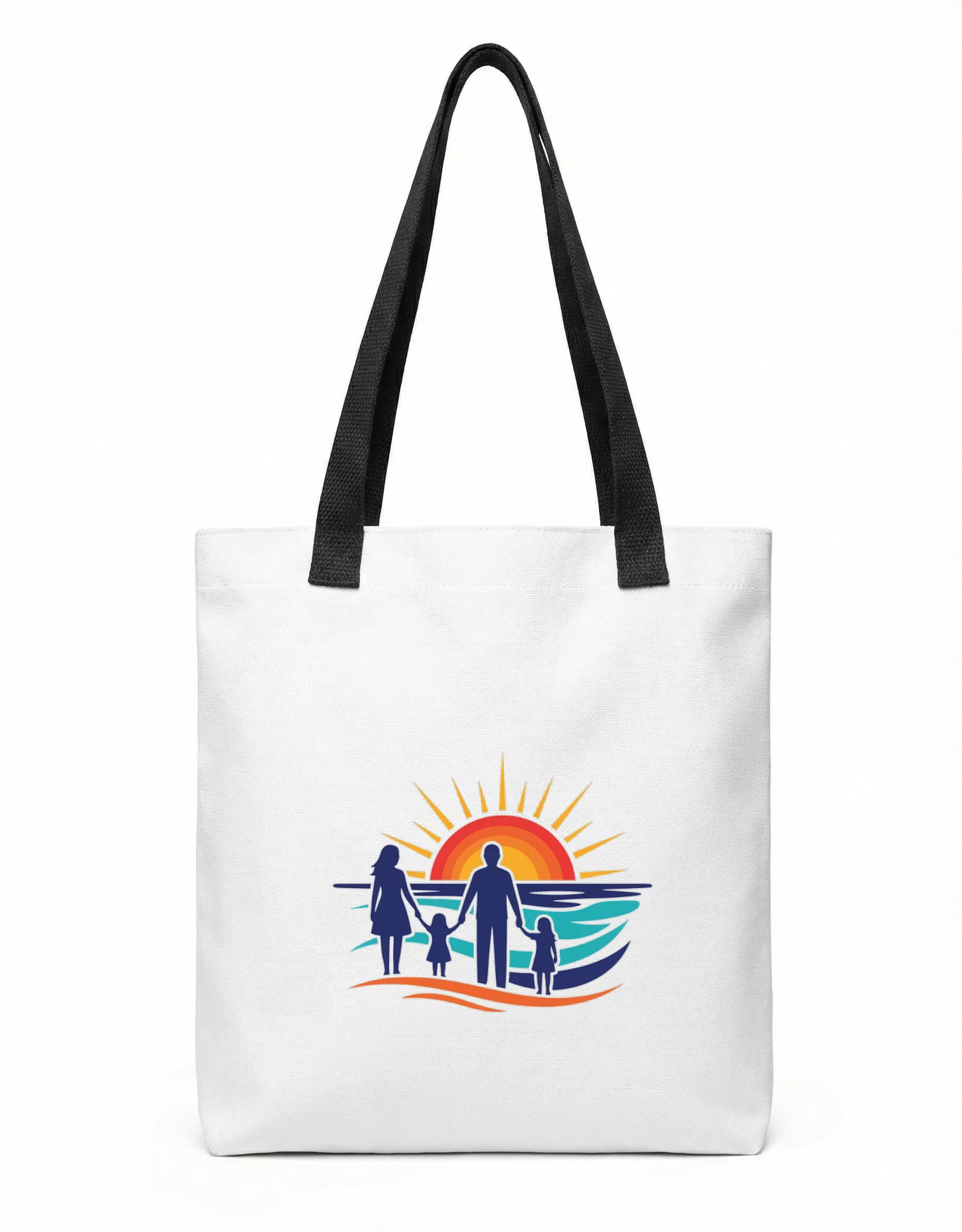 Nákupní taška Rodinná Silueta U Moře Při Západu Slunce Společné Vzpomínky Navždy