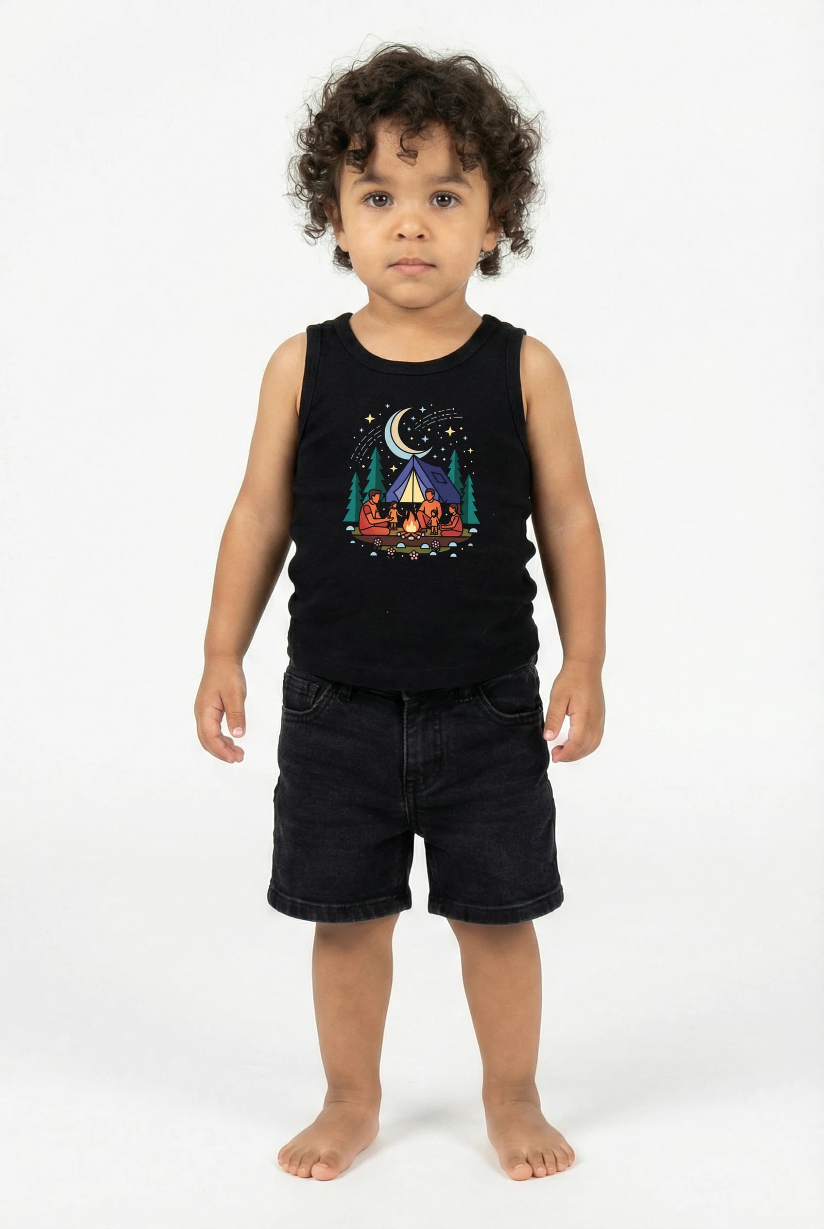 Dětské tílko Rodinné Dobrodružství Pod Hvězdnou Oblohou Táborák Stan A Měsíc