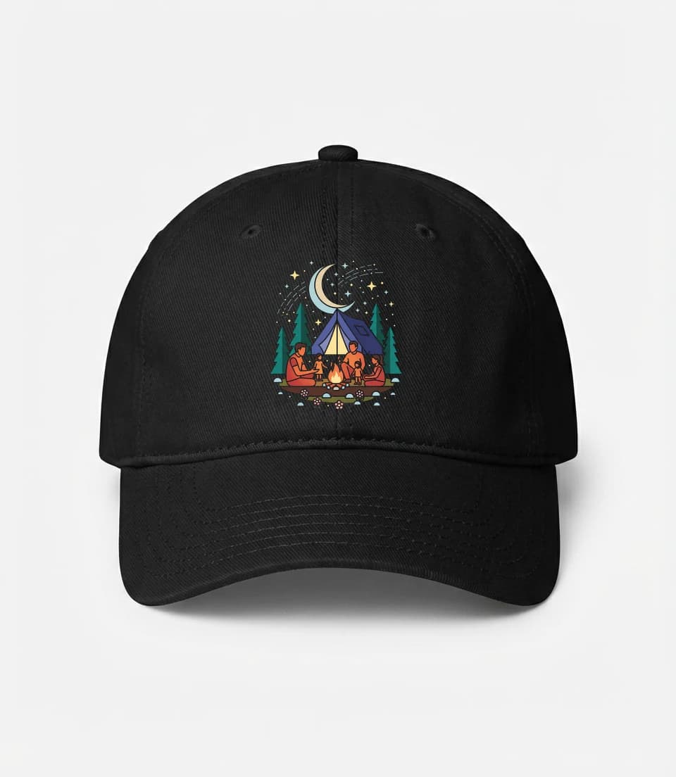 Kšiltovka Rodinné Dobrodružství Pod Hvězdnou Oblohou Táborák Stan A Měsíc