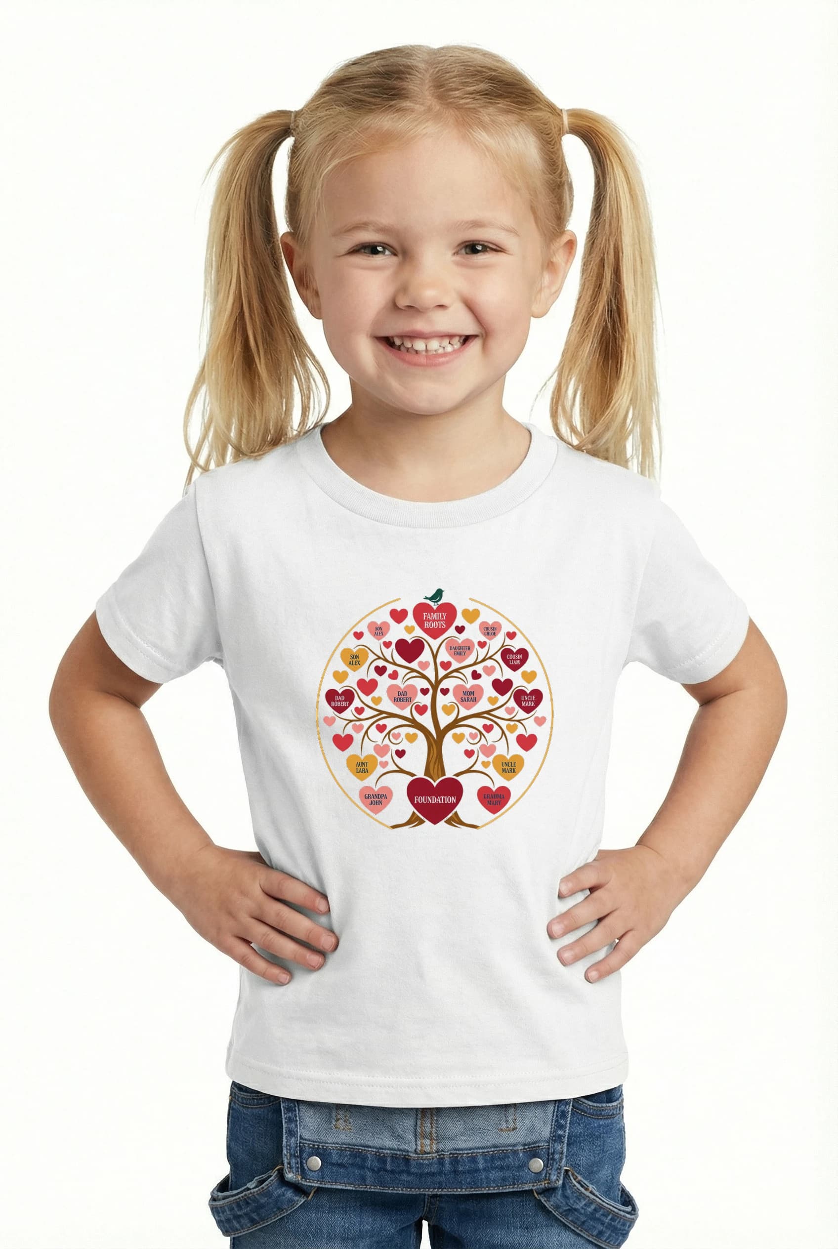 Dětské tričko Rodinný Strom Srdcí Family Roots Personalizované Jména Pro Generace