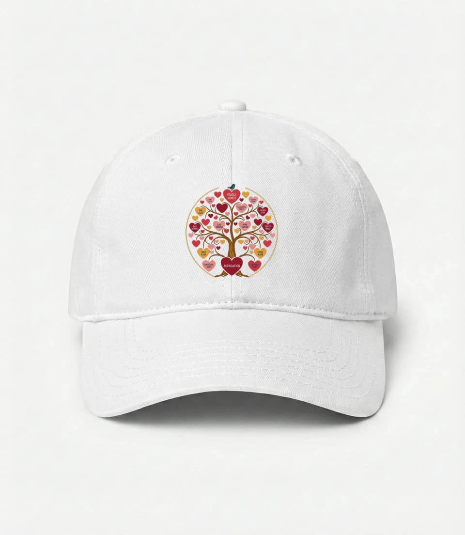 Kšiltovka Rodinný Strom Srdcí Family Roots Personalizované Jména Pro Generace