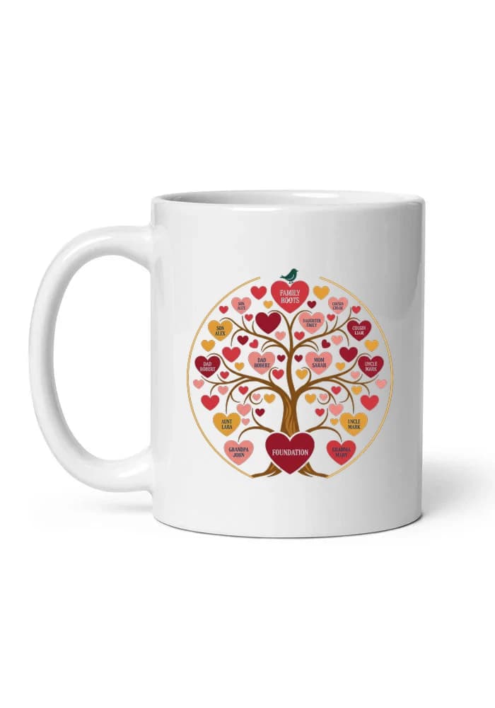 Hrnek Rodinný Strom Srdcí Family Roots Personalizované Jména Pro Generace