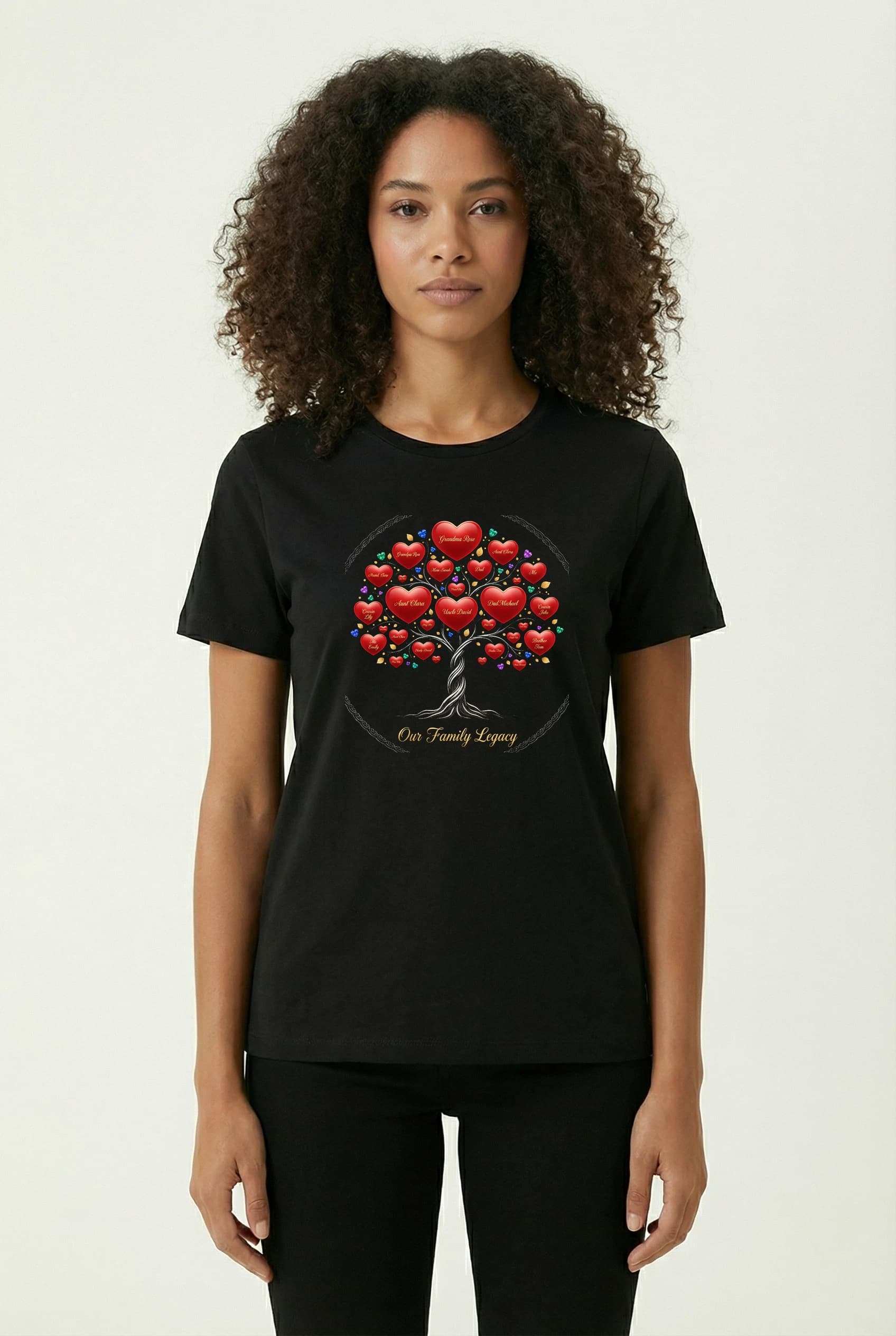 Dámské tričko Srdcový Rodokmen Strom Rodinných Jmen Lásky A Dědictví