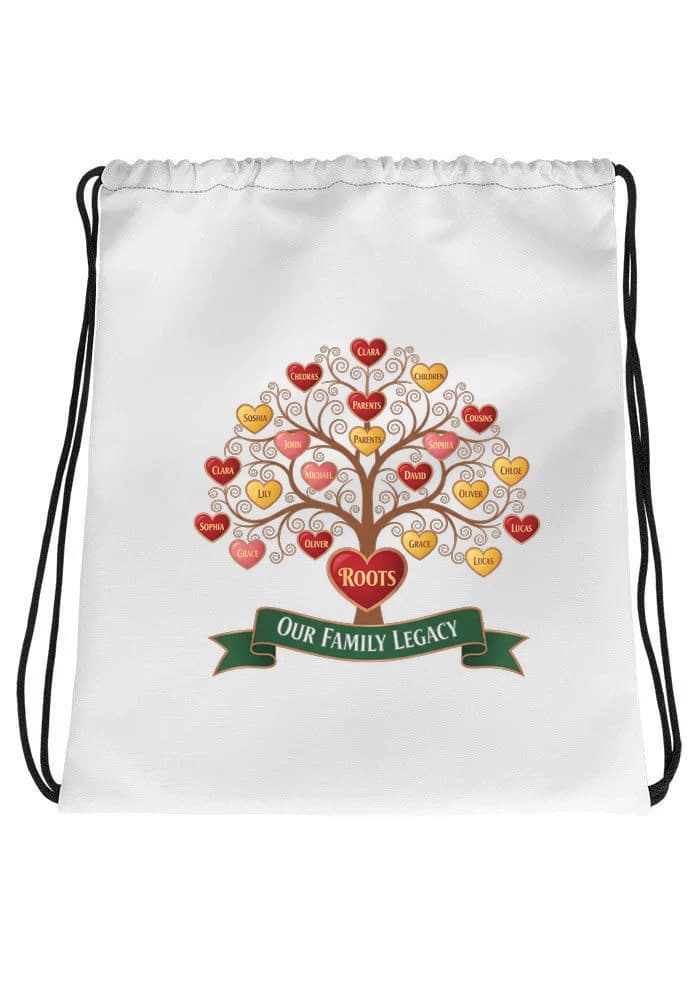 Stahovací vak Rodinný Strom Srdcí A Jmen Our Family Legacy Pro Generace