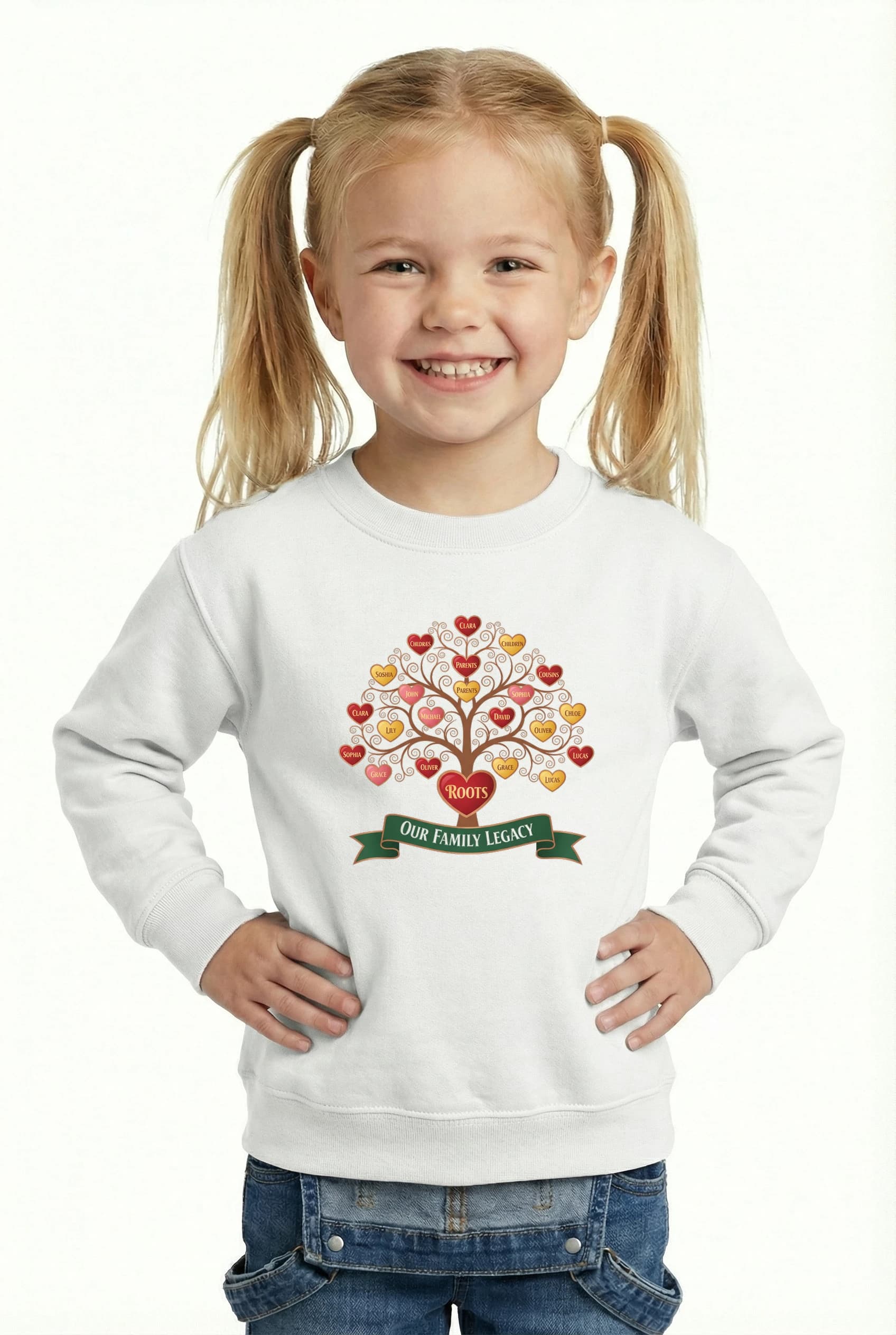 Dětská mikina Rodinný Strom Srdcí A Jmen Our Family Legacy Pro Generace