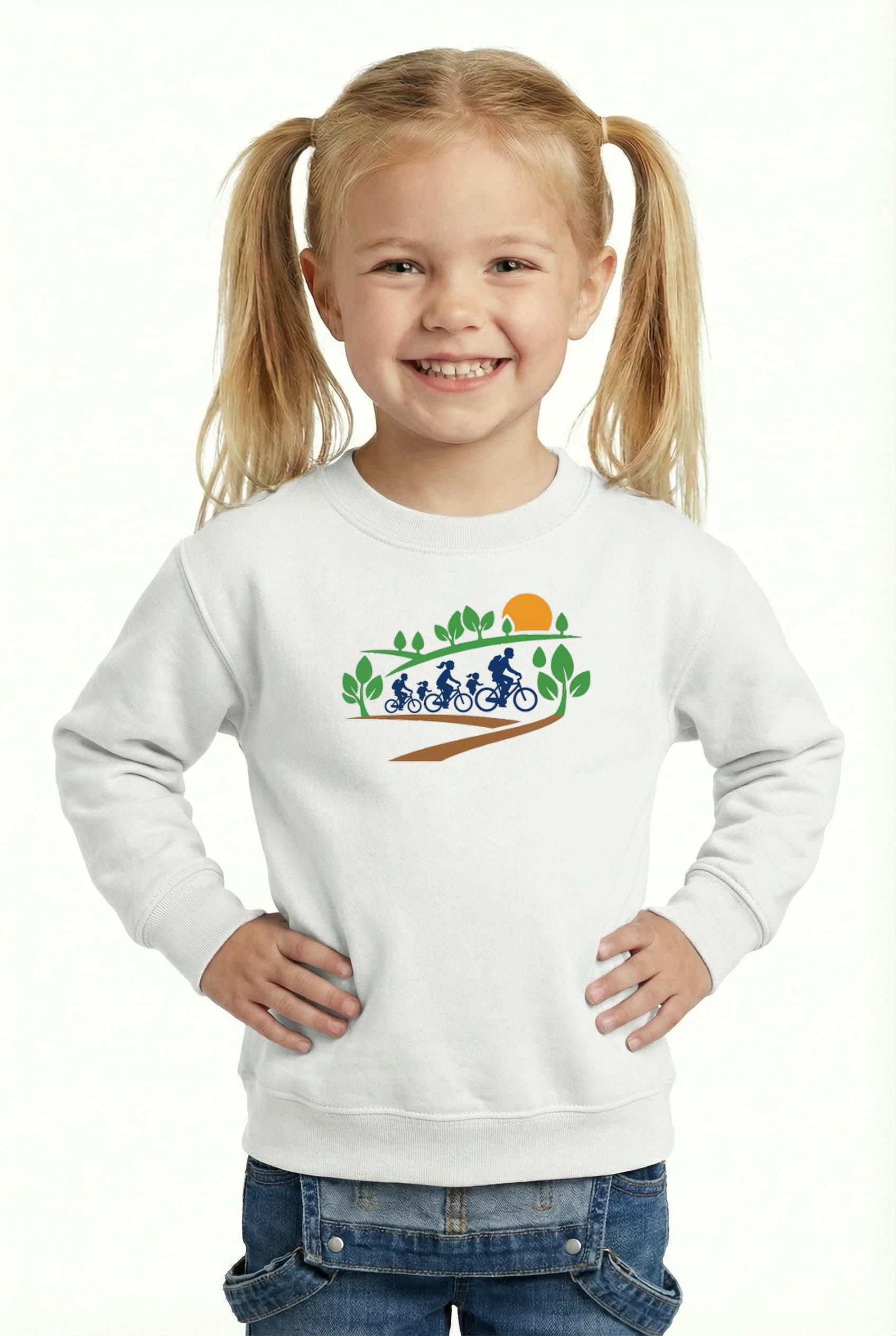 Dětská mikina Rodinná Cyklistika V Přírodě Slunce Stezka A Společná Radost