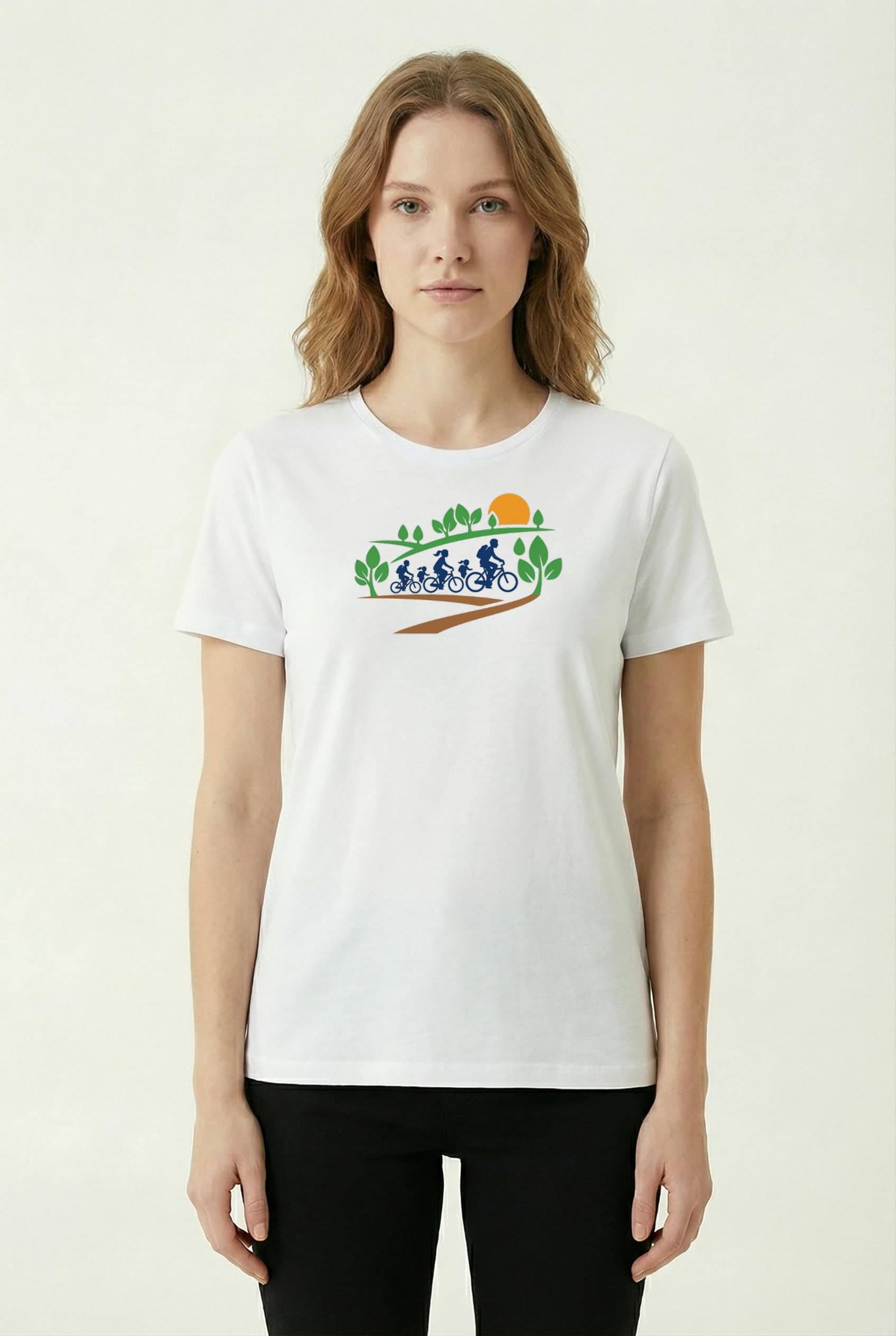 Dámské tričko Rodinná Cyklistika V Přírodě Slunce Stezka A Společná Radost