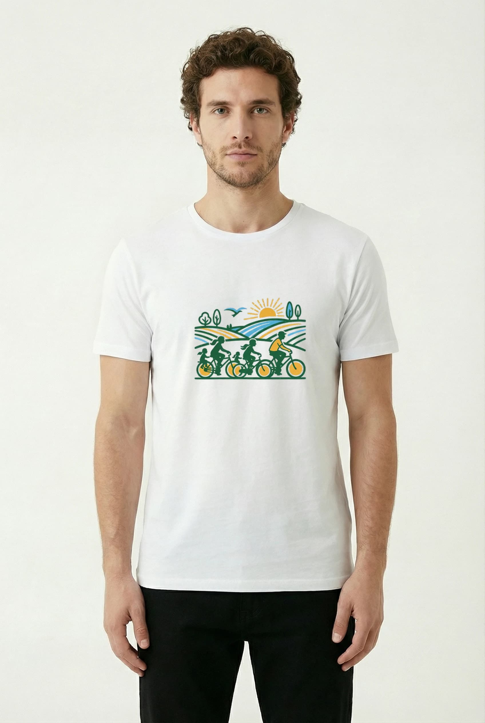 Pánské tričko Rodinný Výlet Na Kole Slunce Příroda A Společné Dobrodružství