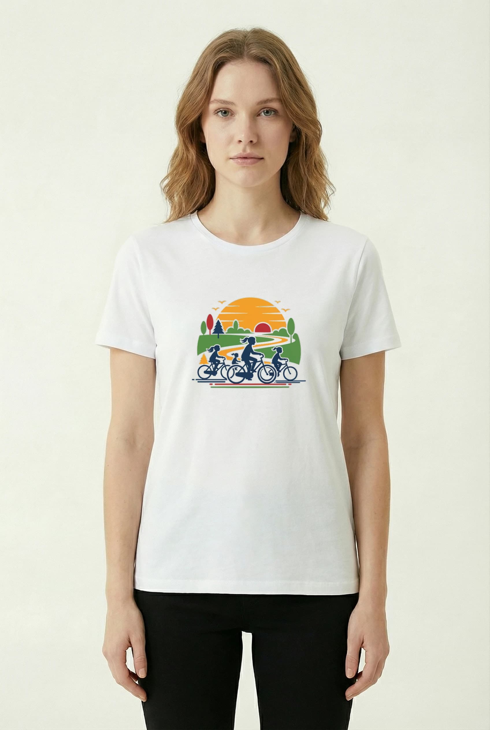 Dámské tričko Rodinná Cyklojízda Při Západu Slunce V Přírodě