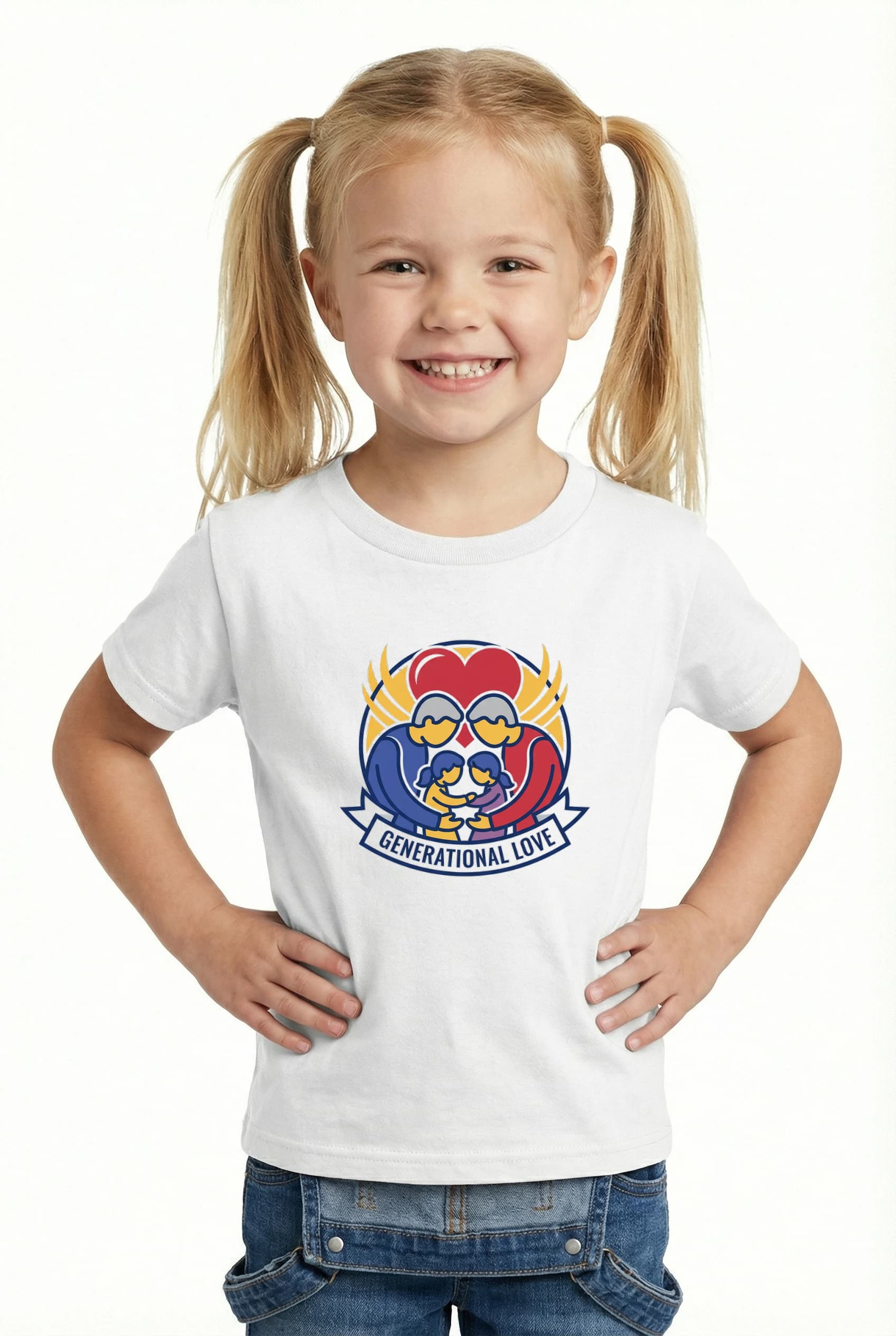 Dětské tričko Generační Láska Prarodičovské Objetí Rodinné Srdce A Dětská Radost