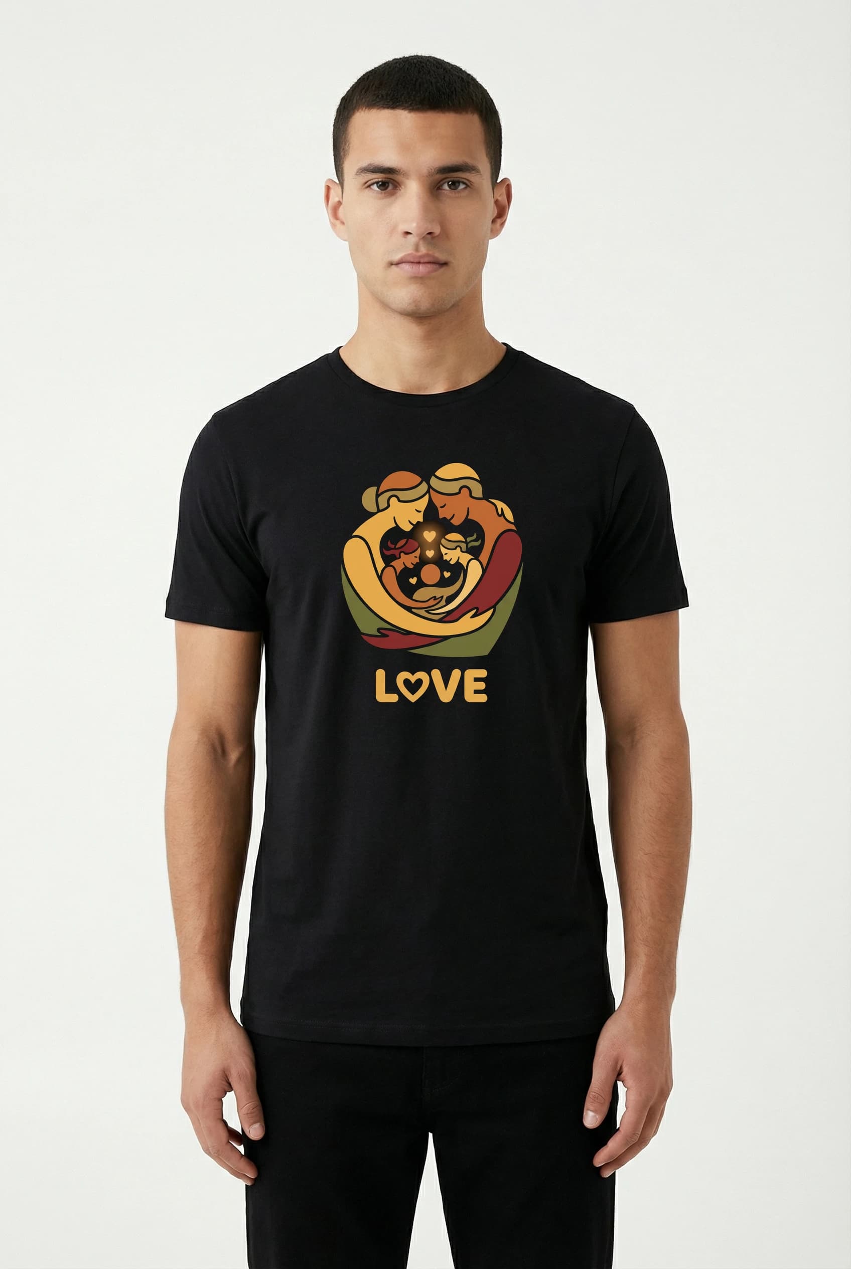 Pánské tričko Mezigenerační Objetí A Srdce Plné Lásky