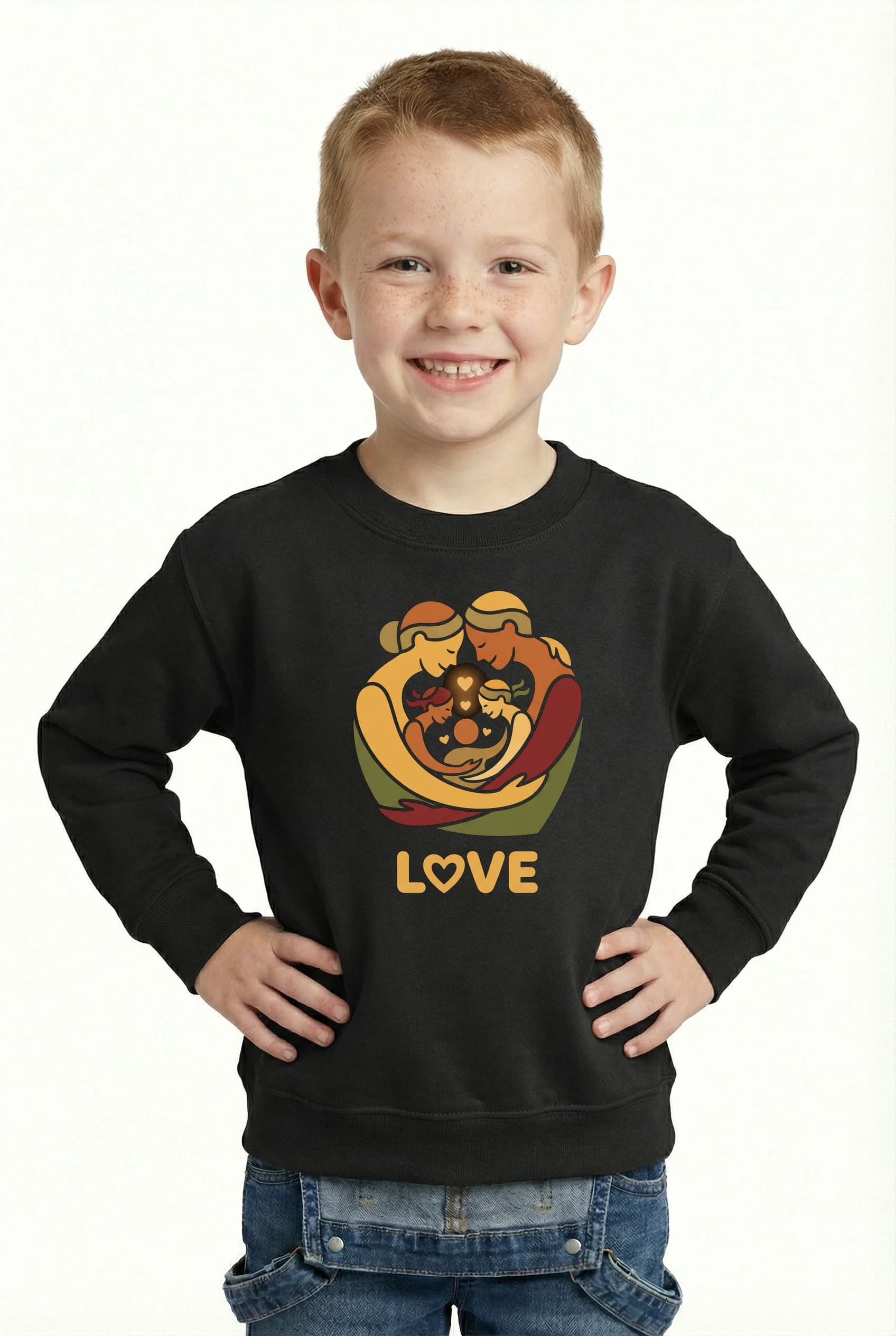 Dětská mikina Mezigenerační Objetí A Srdce Plné Lásky