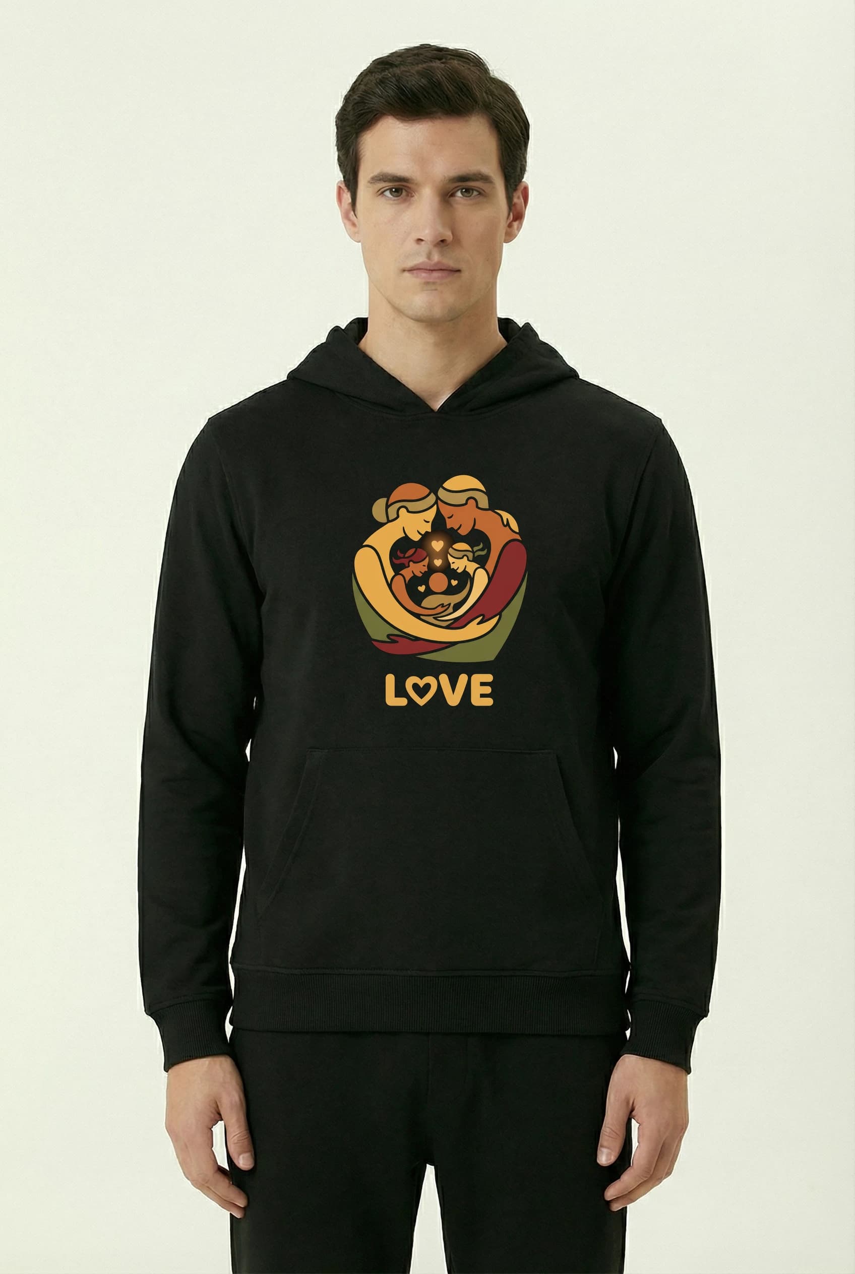 Pánská mikina s kapucí Mezigenerační Objetí A Srdce Plné Lásky