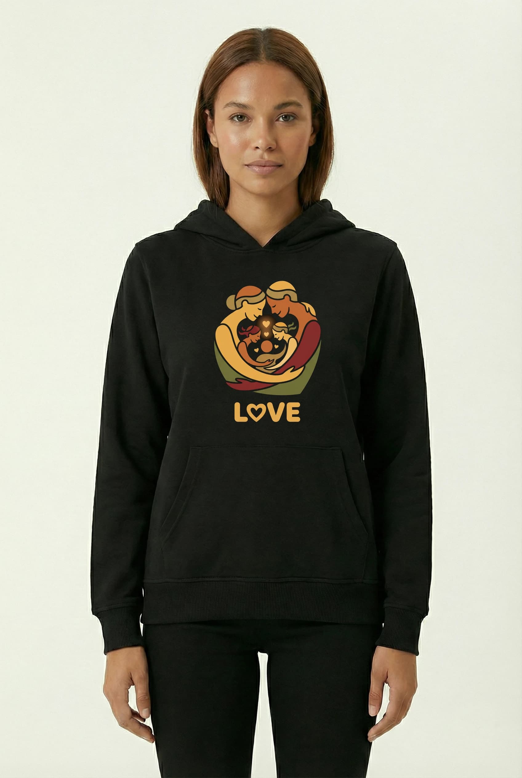 Mikina s kapucí Mezigenerační Objetí A Srdce Plné Lásky