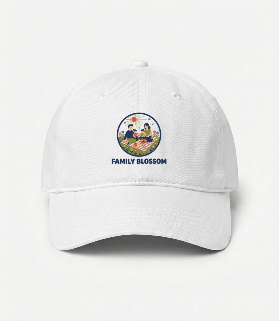 Kšiltovka Rodinné Slunečné Piknikové Chvíle Na Květinové Louce Plné Radosti