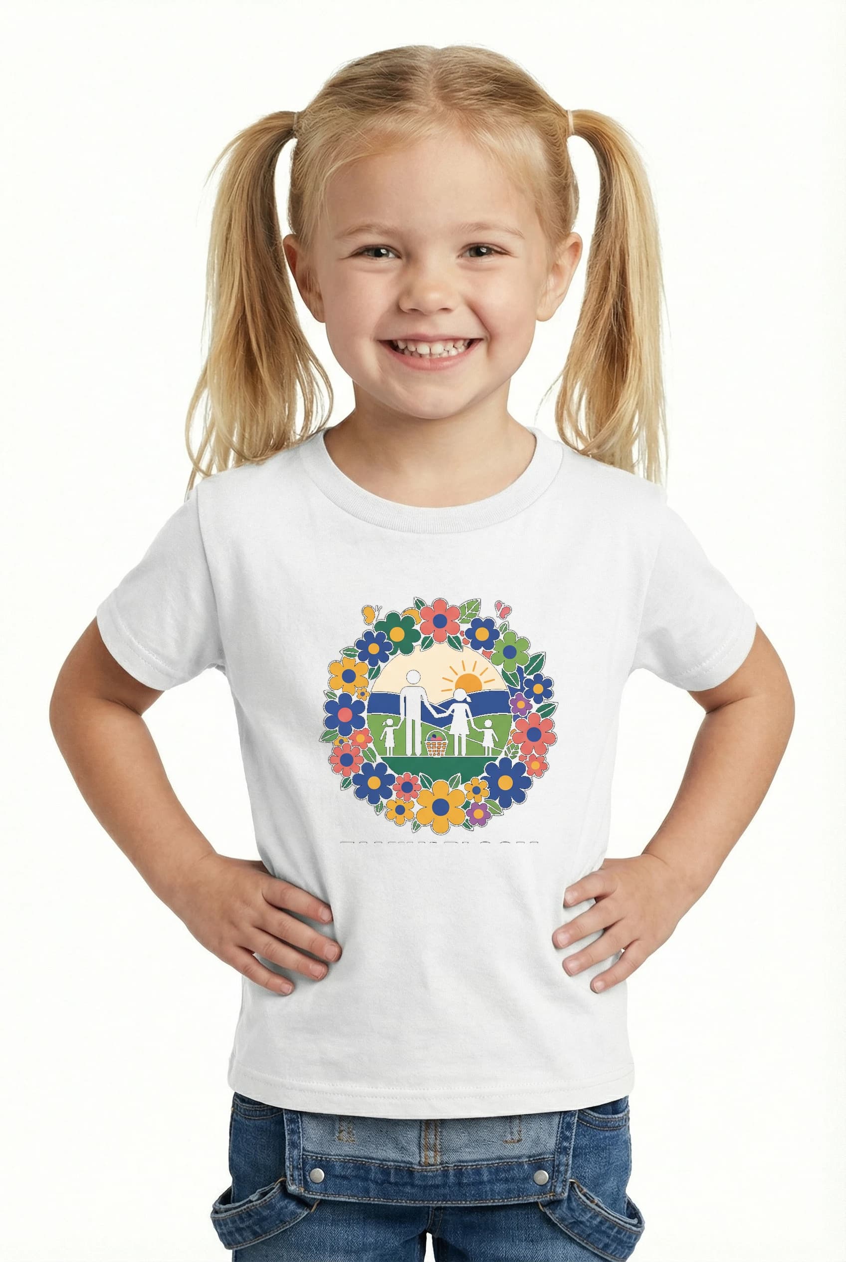 Dětské tričko Rodinný Květinový Piknik Při Východu Slunce V Rozkvetlé Louce