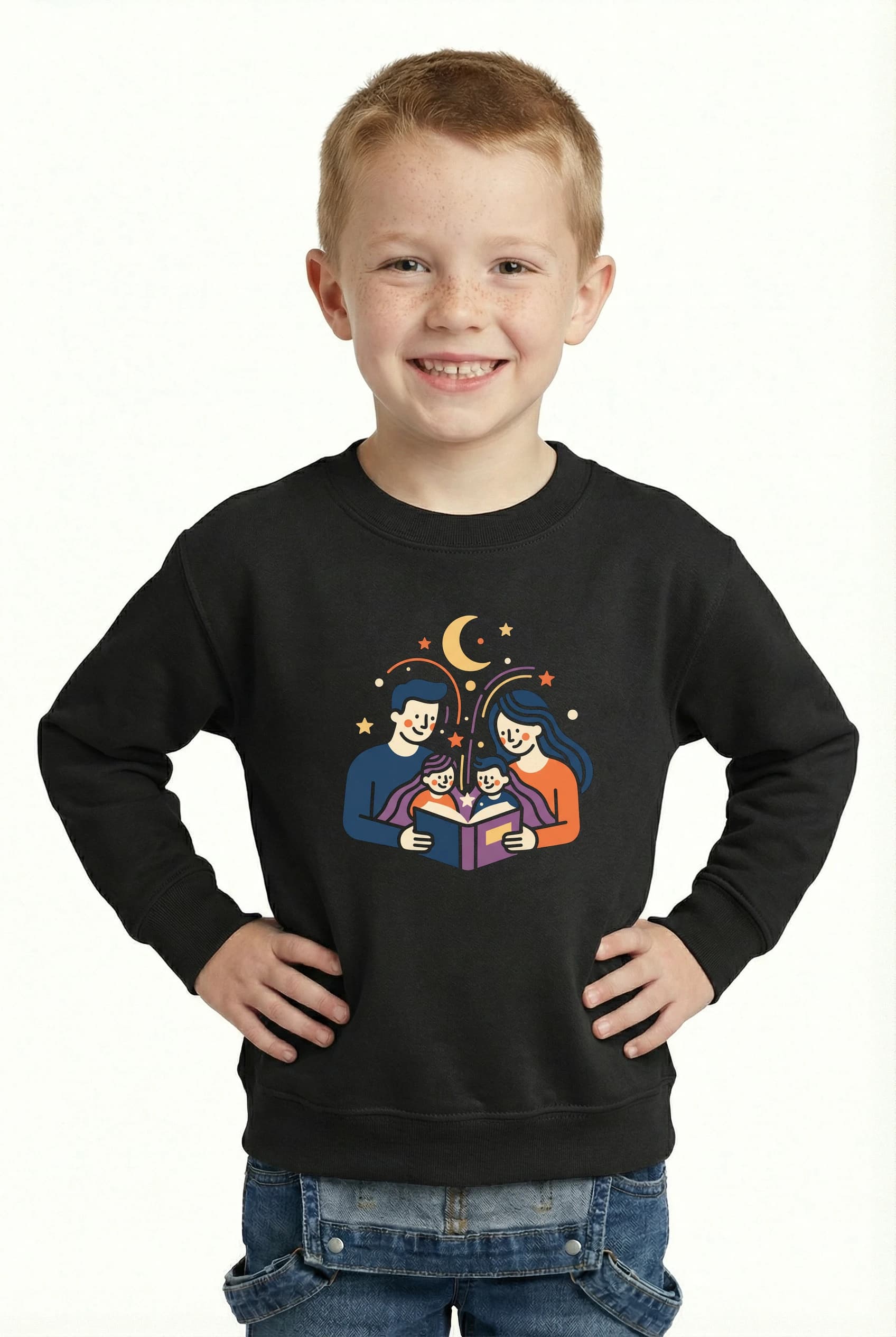 Dětská mikina Kouzelná Večerní Pohádka Rodinné Čtení Pod Měsícem A Hvězdami