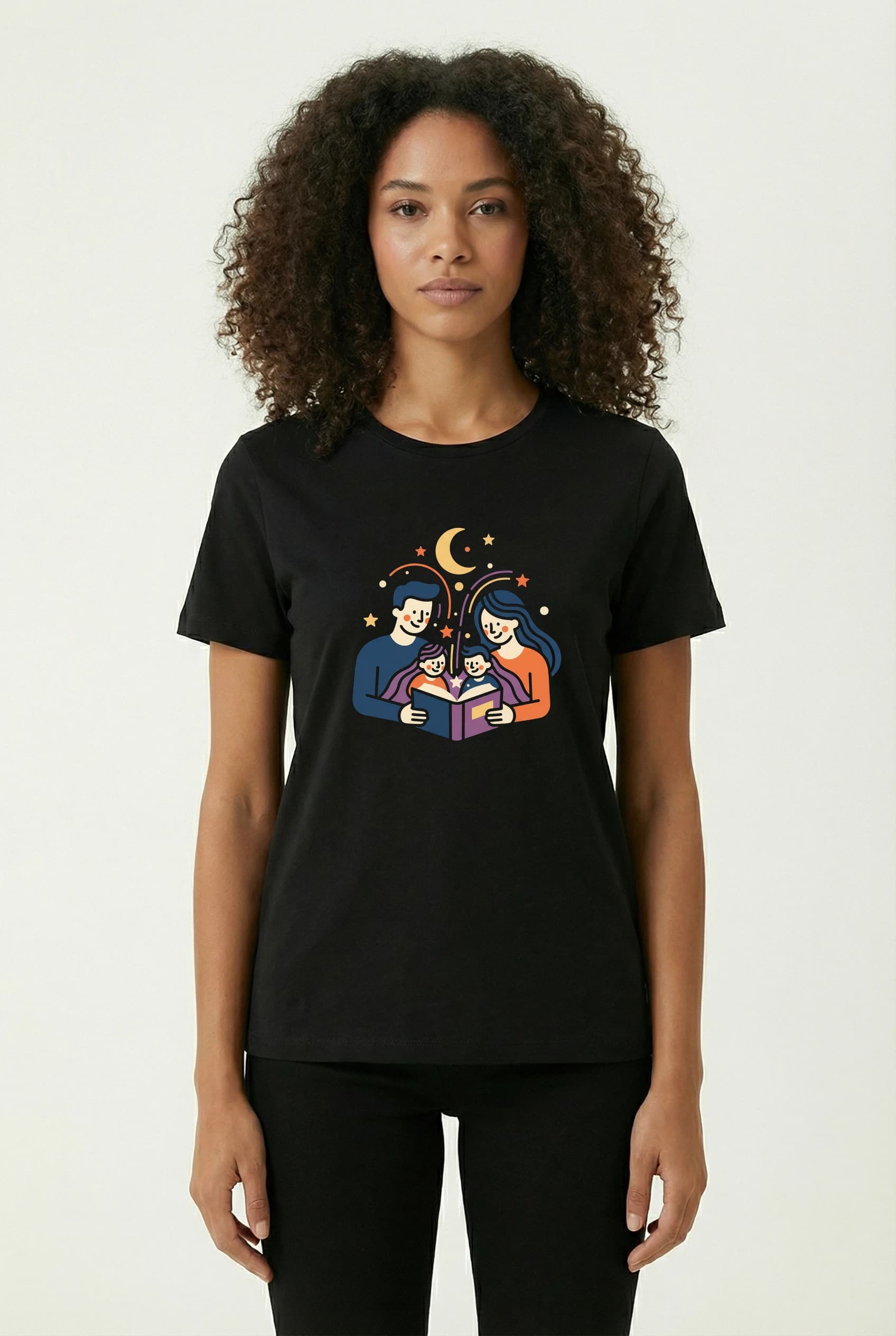 Dámské tričko Kouzelná Večerní Pohádka Rodinné Čtení Pod Měsícem A Hvězdami