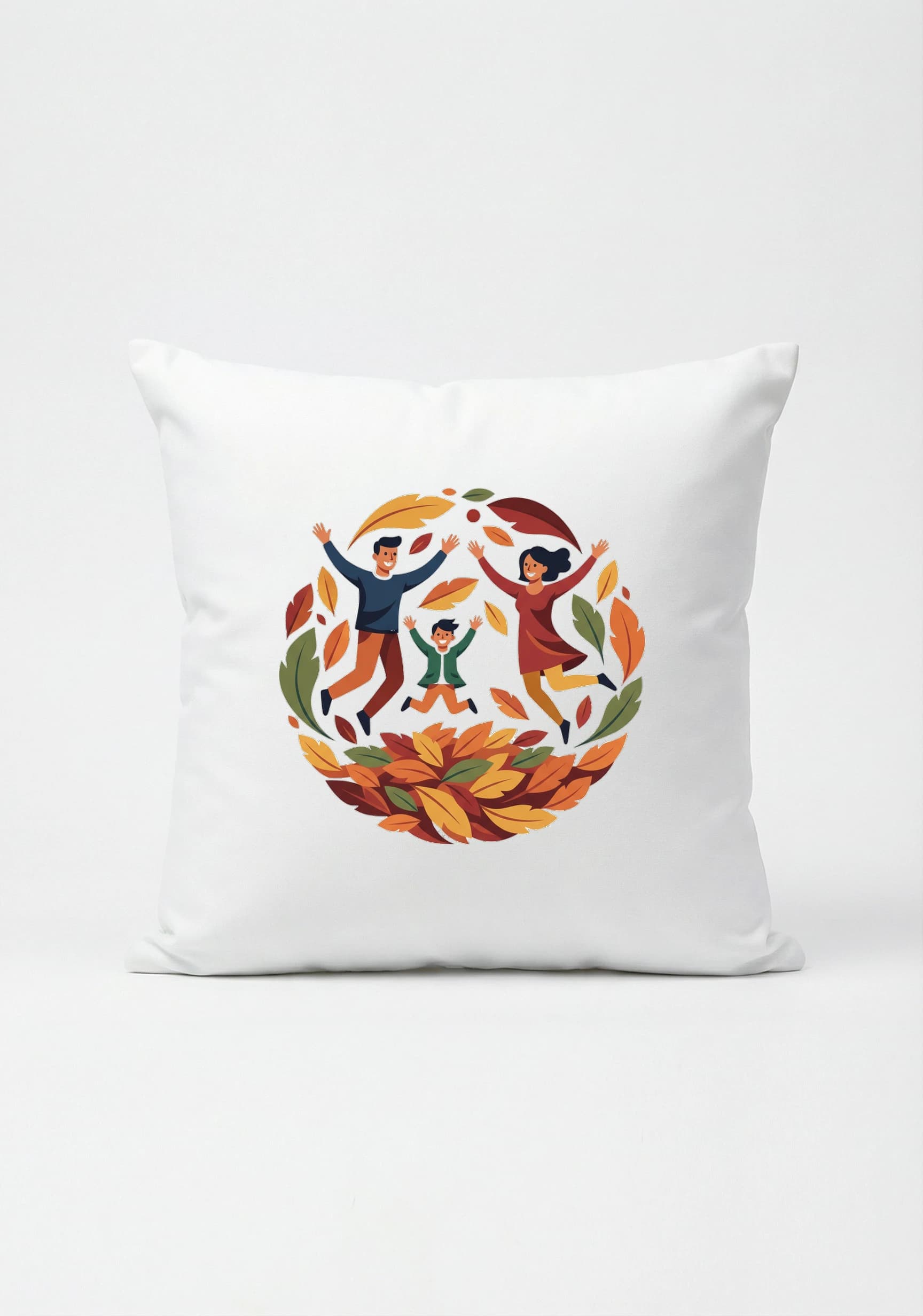 Polštář Rodinné Podzimní Hry V Barevném Listí Plné Radosti A Smíchu