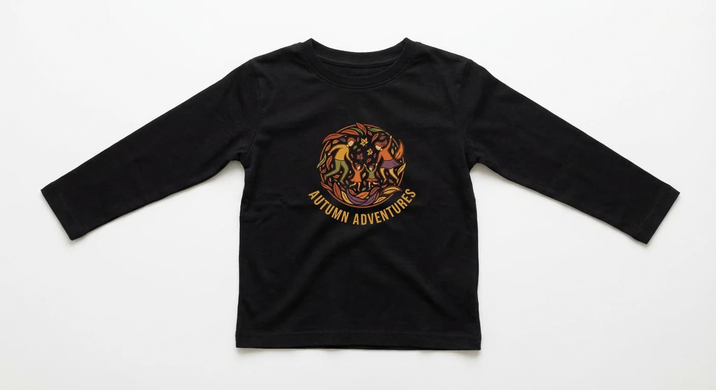 Dětské tričko s dlouhým rukávem Podzimní Dobrodružství Rodinné Skotačení Mezi Barevnými Listy