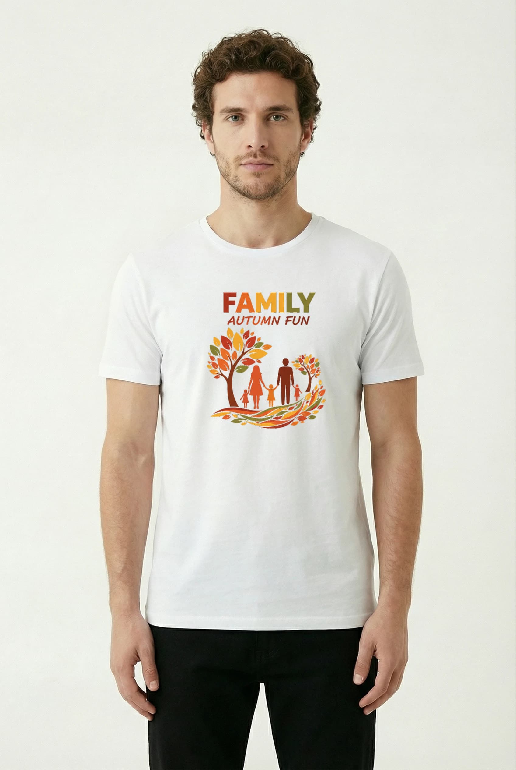 Pánské tričko Rodinné Podzimní Radovánky Mezi Barevným Opadaným Listím