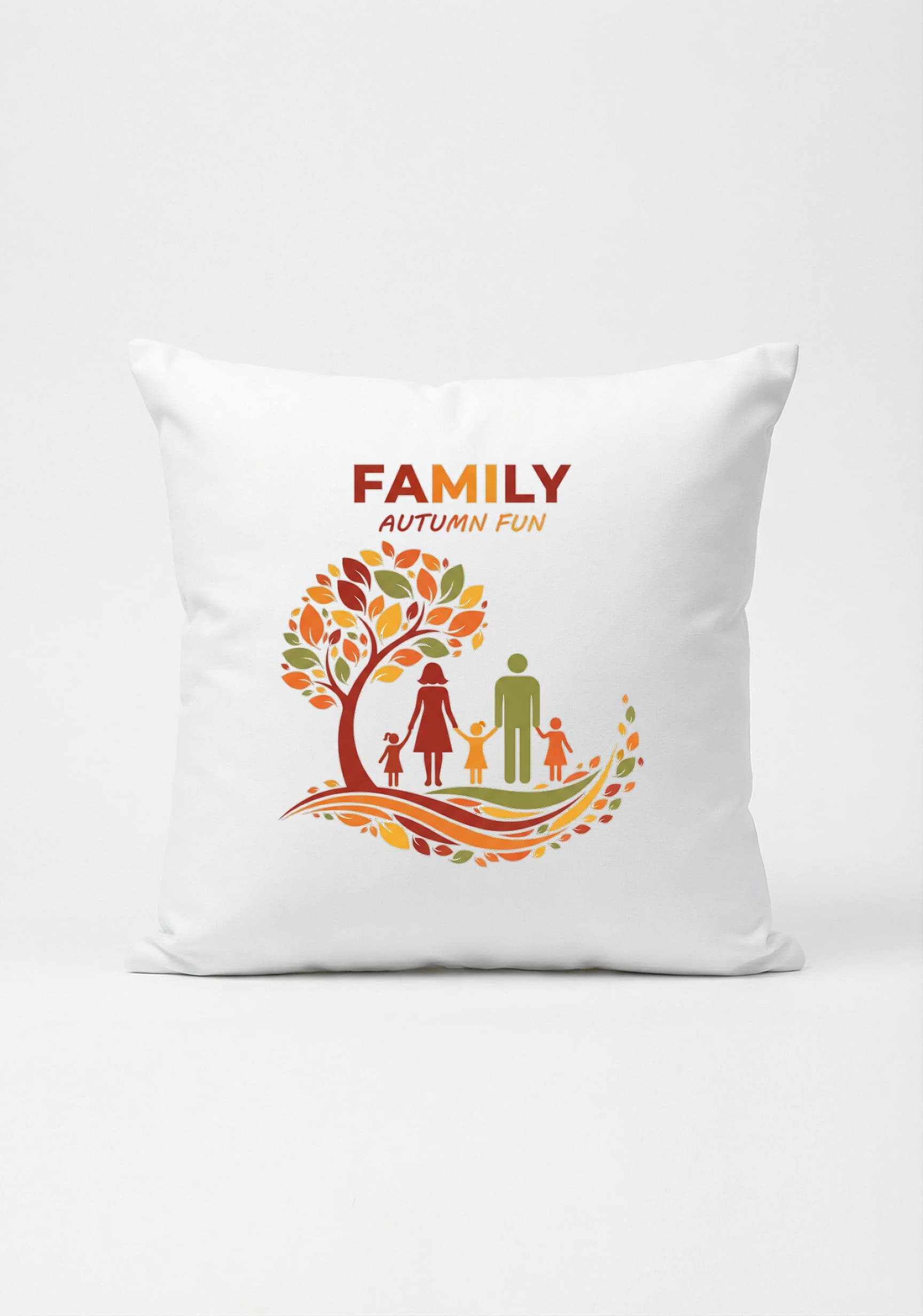 Polštář Rodinná Podzimní Radost Hraní V Barevném Listí