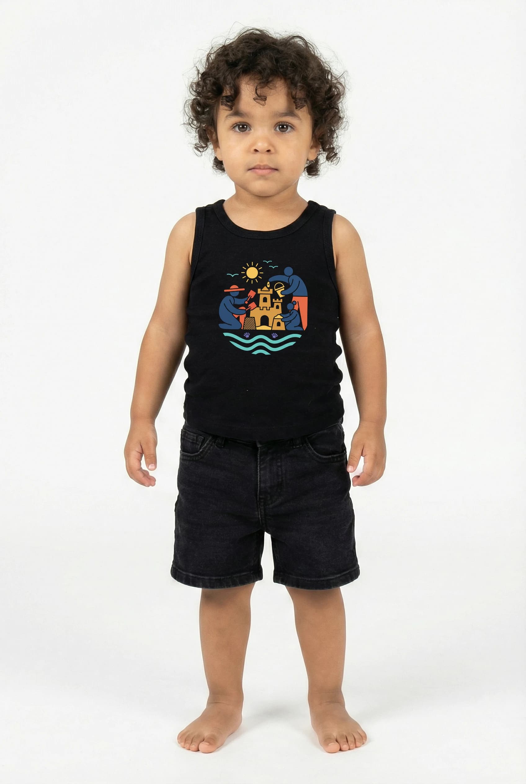 Dětské tílko Slunečné Rodinné Stavění Pískových Hradů U Moře