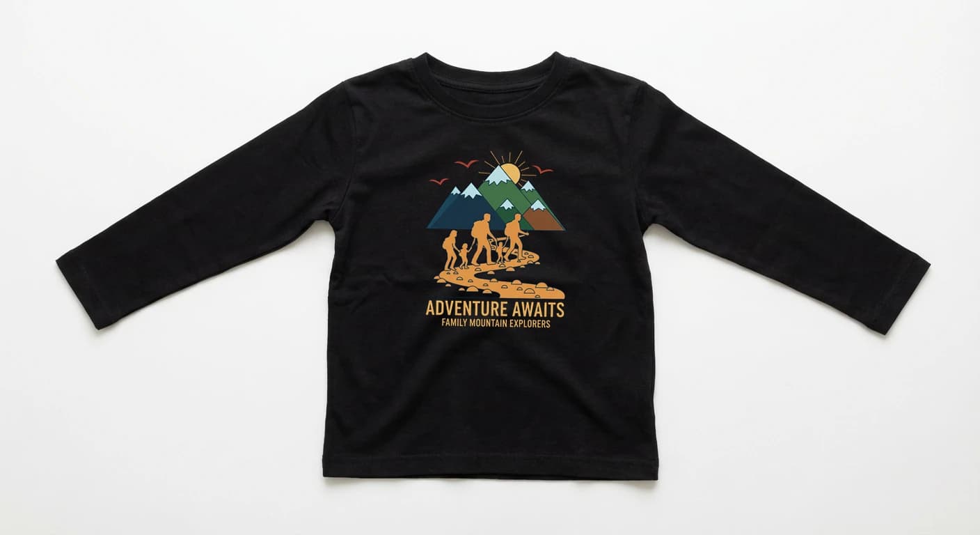 Dětské tričko s dlouhým rukávem Rodinné Dobrodružství V Horách Cesta Plná Zážitků A Objevů